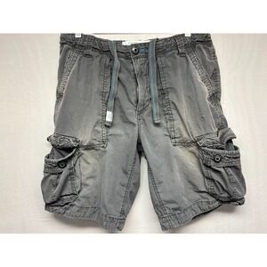 Aeropostale Cargo Shorts Men's Gray Faded Distressed Utility Pockets Waist 32